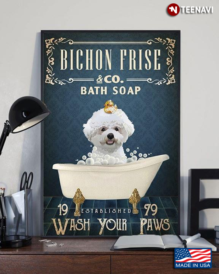 Dog And Rubber Duck Bichon Frise & Co. Bath Soap Est. 1979 Wash Your Paws