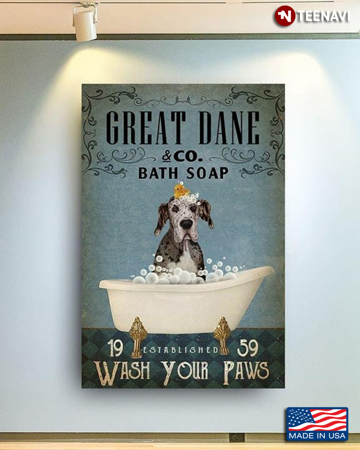 Dog With Rubber Duck Great Dane & Co. Bath Soap Est.1959 Wash Your Paws