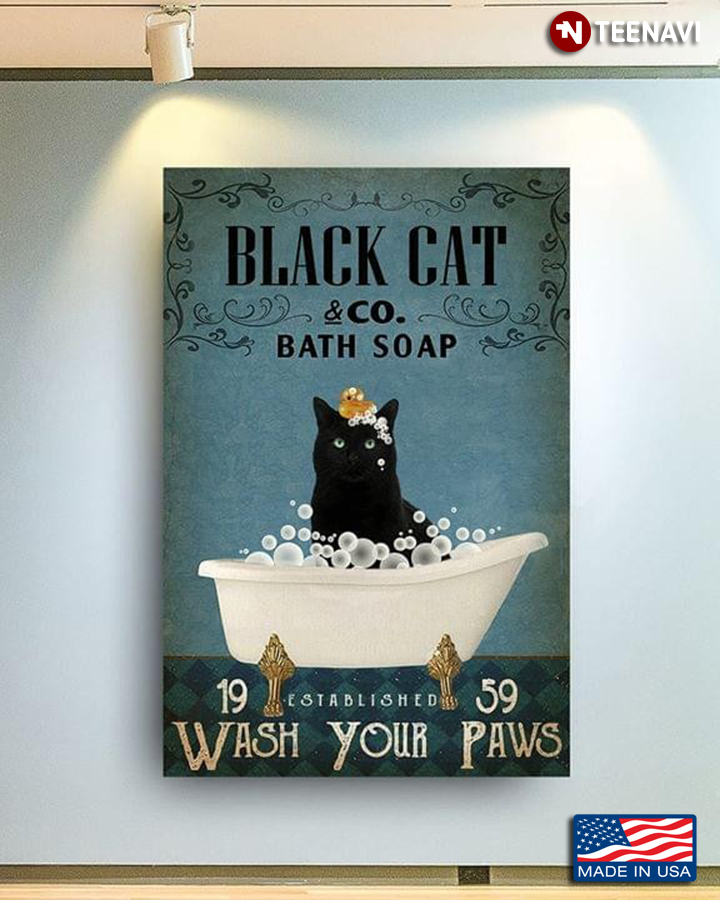 Cat With Rubber Duck Black Cat & Co. Bath Soap Est. 1959 Wash Your Paws