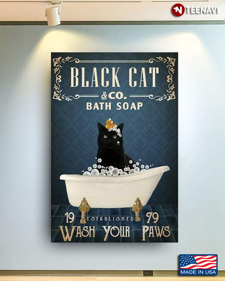 Black Kitten With Rubber Duck Black Cat & Co. Bath Soap Est. 1979 Wash Your Paws