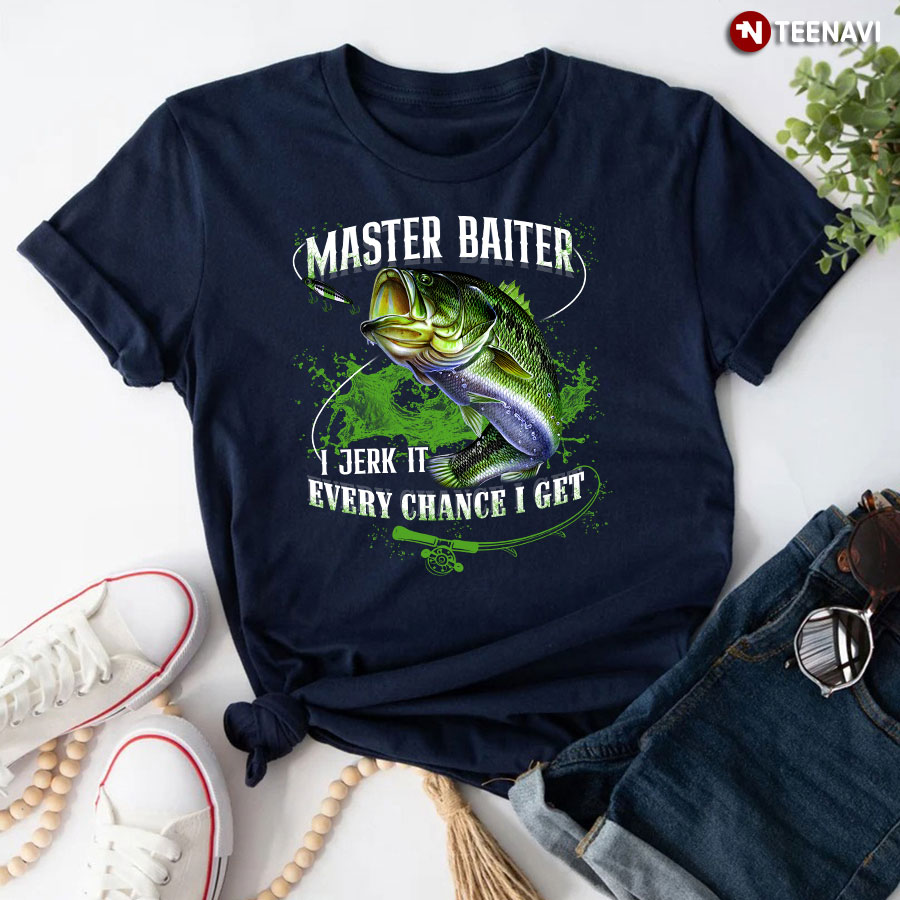 Fishing Short Sleeve T-shirt Master Baiter Hook Lure-Sports-Large 