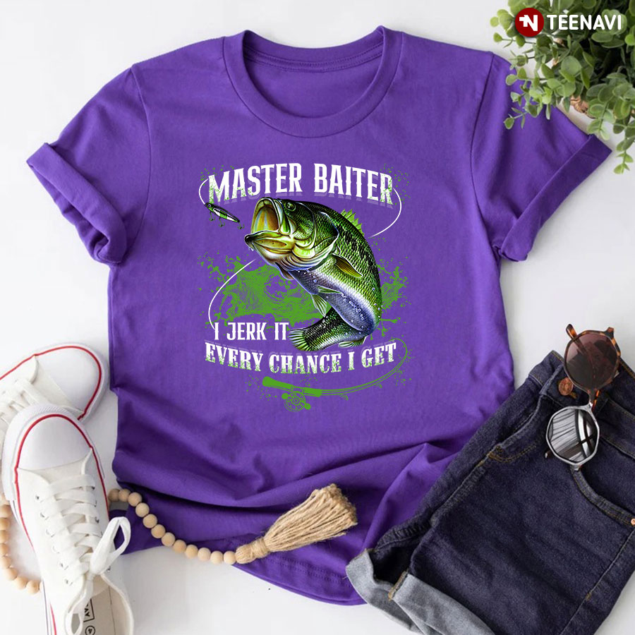 Fishing I Jerk It Every Chance I Get Men's T-shirt Back Print - Monsterry