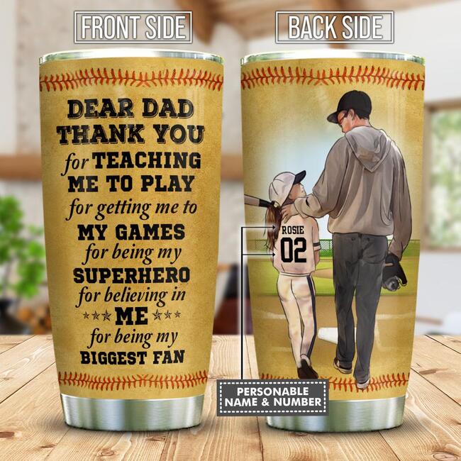 A Personalized Softball Dad Tumbler