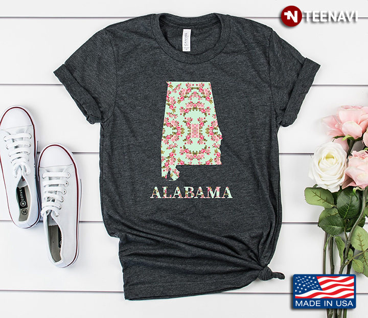 Alabama Floral Map Patriotic