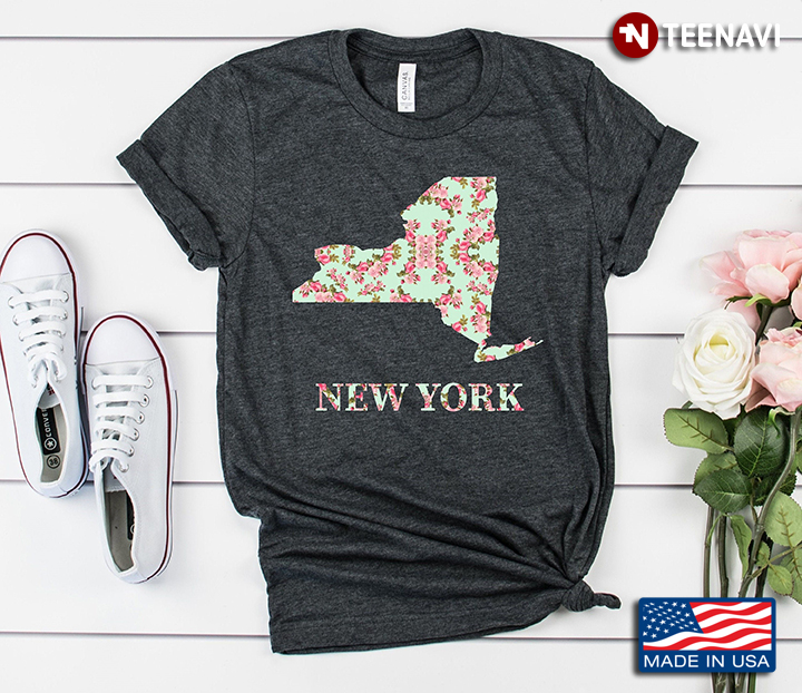 New York Floral Map Patriotic