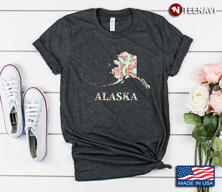 Alaska Floral Map Patriotic
