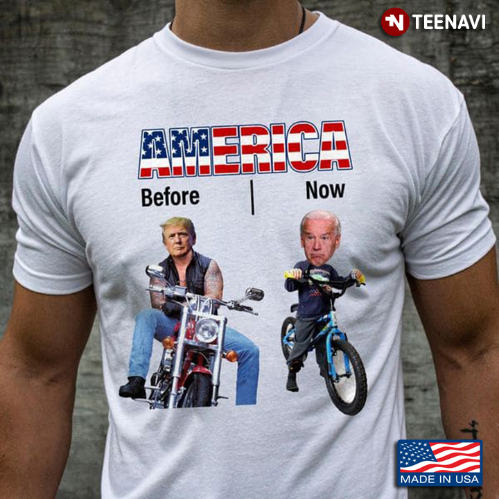 America Before Trump Riding Motorcycle Now Biden Riding Bike