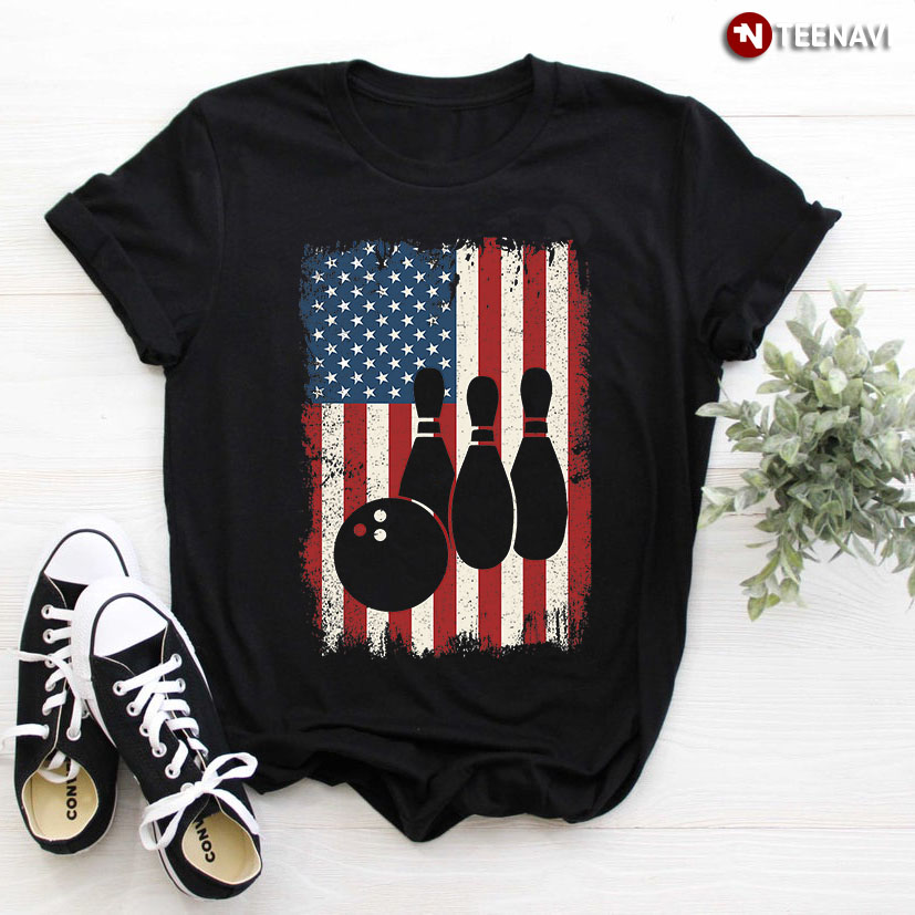 American Flag Bowling Ball And Bowling Pins for Bowler