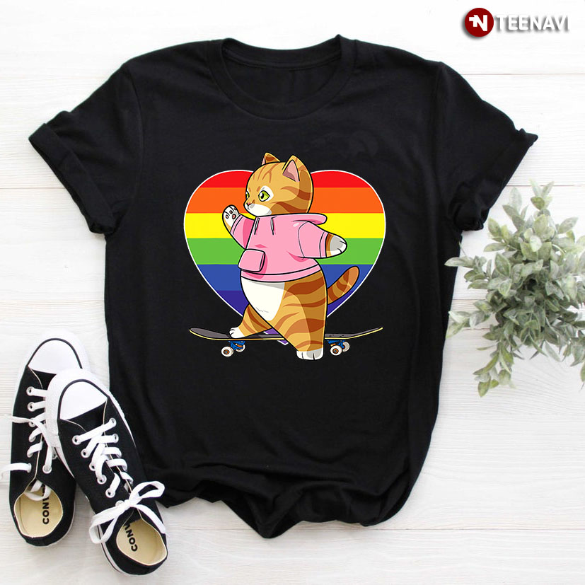 LGBT Funny Skateboarding Cat
