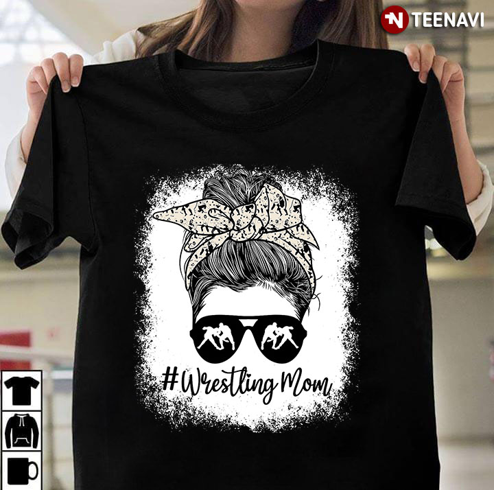 Wrestling Mom Messy Bun Girl With Headband And Glasses for Mother's Day