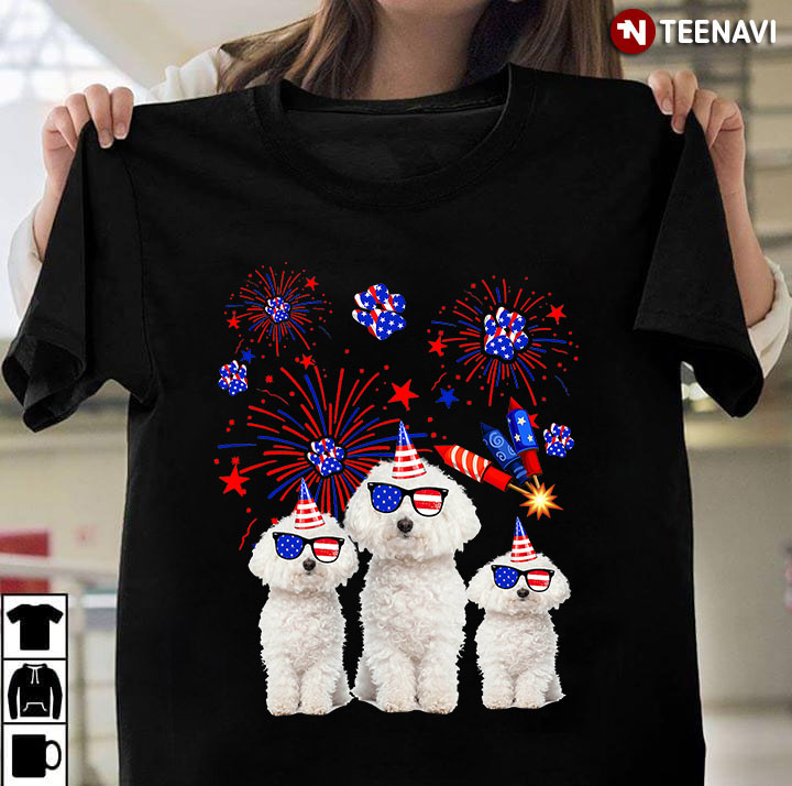 Shih Tzu Dogs And Fireworks for 4th of July