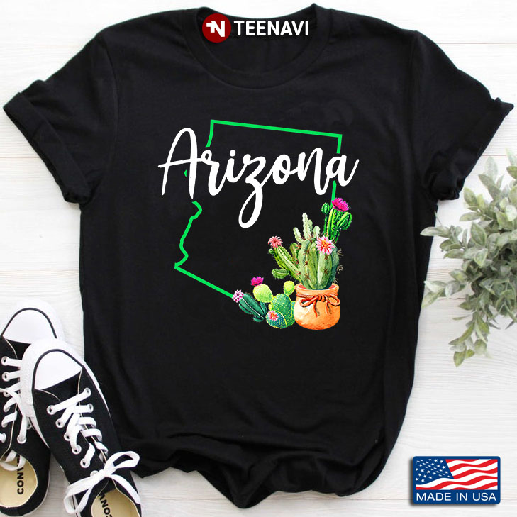 Arizona Patriotic Cactuses Map of Arizona