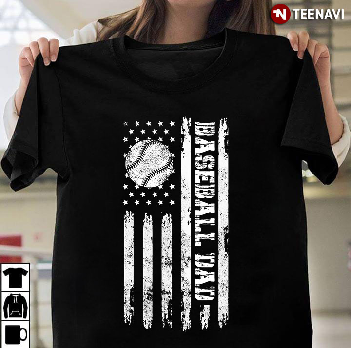 Baseball Dad American Flag Sports Lover for Father's Day