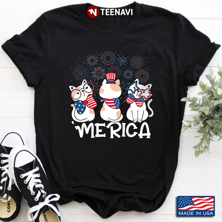 'Merica Funny Cats With Fireworks for 4th of July
