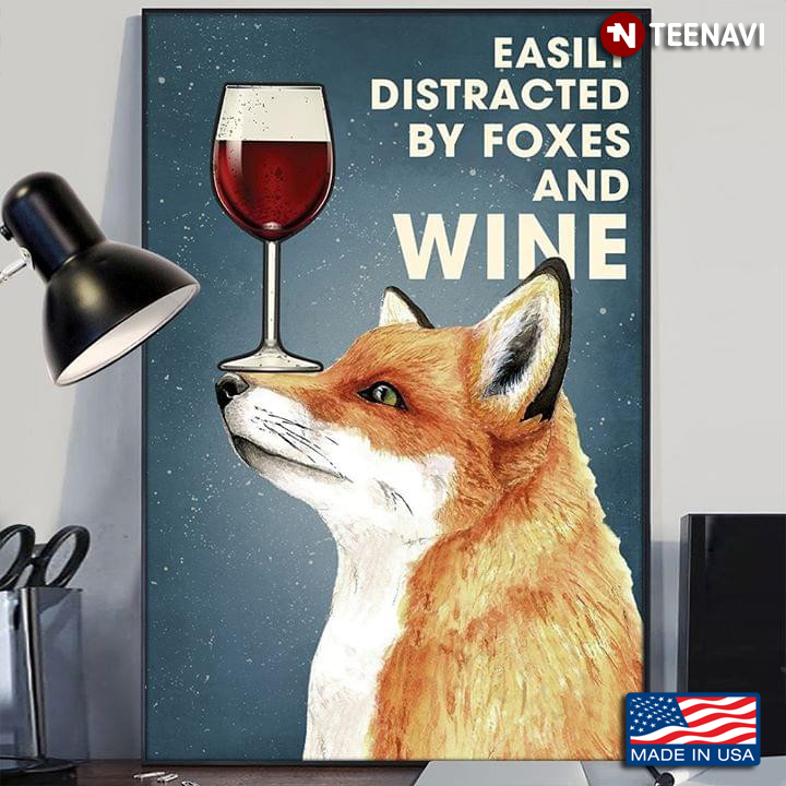 Fox With Red Wine Glass On Its Nose Easily Distracted By Foxes And Wine