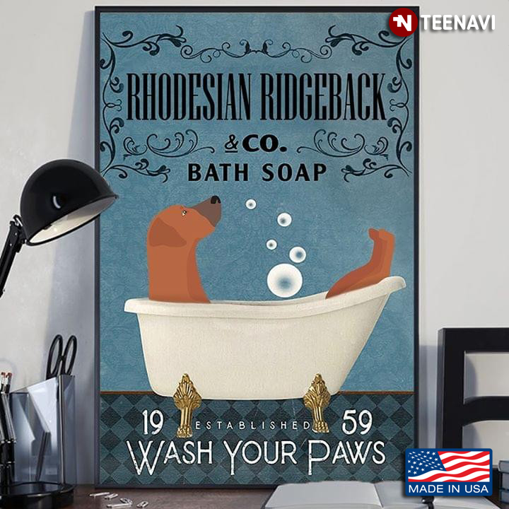 Rhodesian Ridgeback & Co. Bath Soap Established 1959 Wash Your Paws