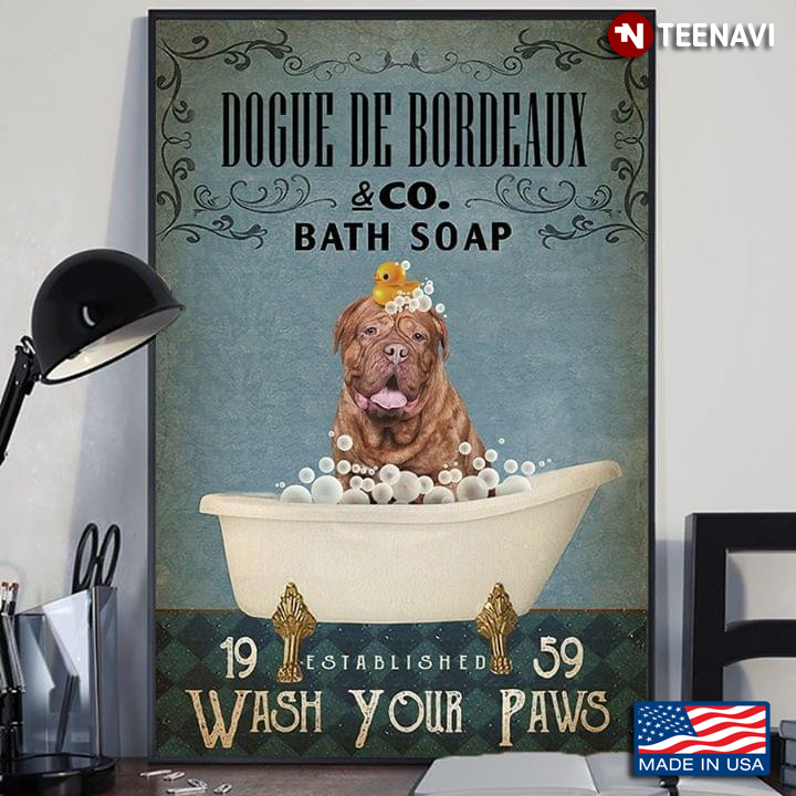 Dog With Rubber Duck Dogue De Bordeaux & Co. Bath Soap Est.1959 Wash Your Paws
