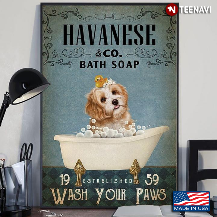 Dog With Rubber Duck Havanese & Co. Bath Soap Est.1959 Wash Your Paws