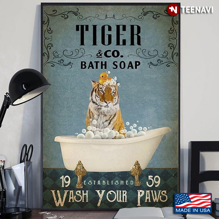 Tiger With Rubber Duck Tiger & Co. Bath Soap Established 1959 Wash Your Paws