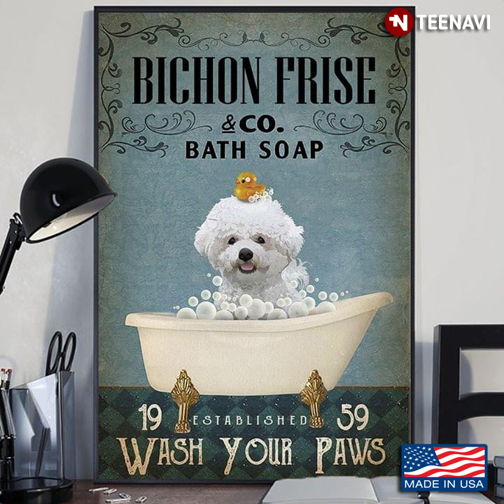 Dog And Rubber Duck Bichon Frise & Co. Bath Soap Est. 1959 Wash Your Paws
