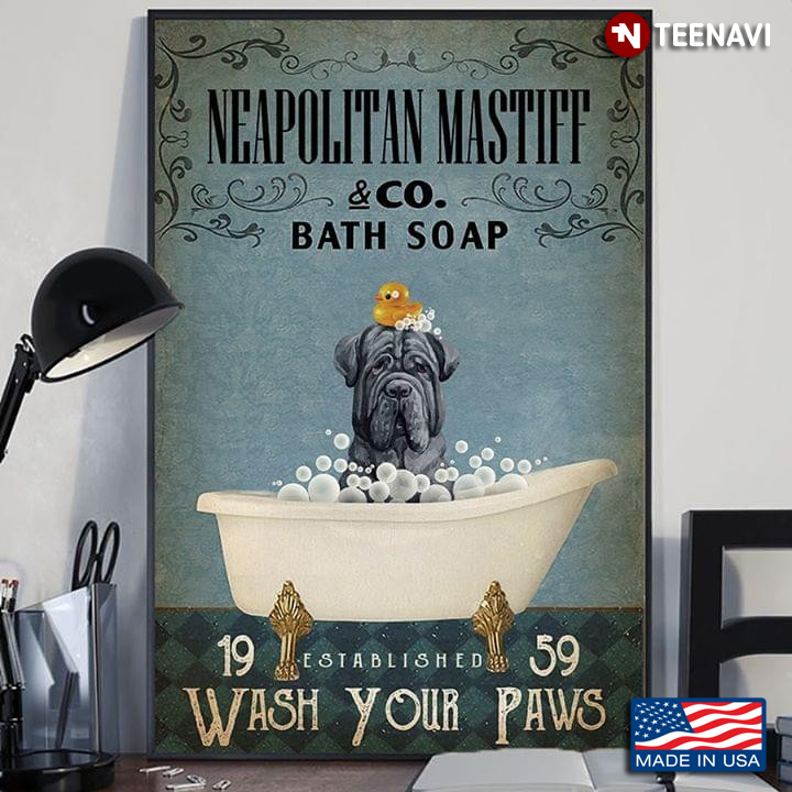 Dog With Rubber Duck Neapolitan Mastiff & Co. Bath Soap Est. 1959 Wash Your Paws