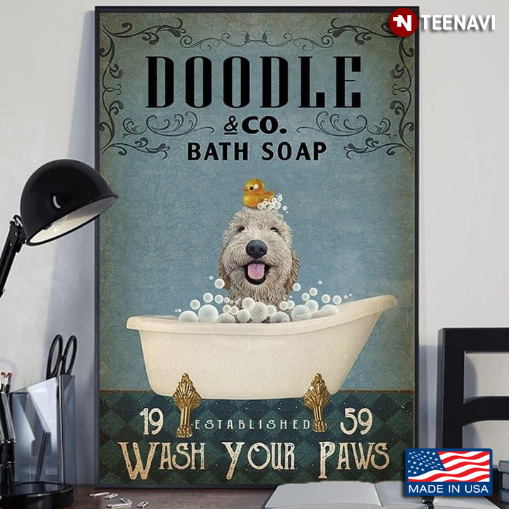 Dog With Rubber Duck Doodle & Co. Bath Soap Est. 1959 Wash Your Paws