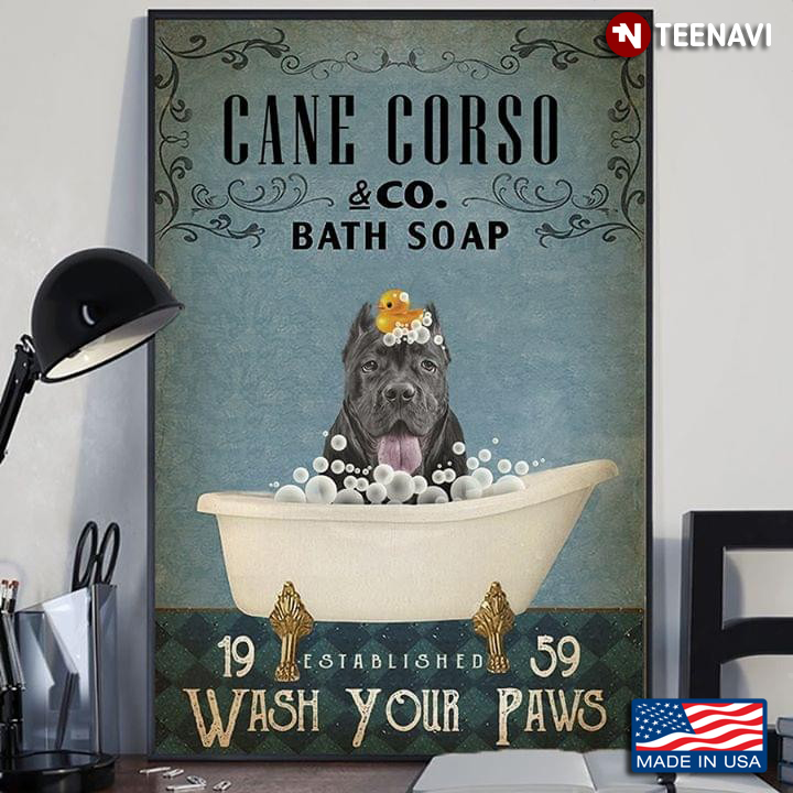 Dog With Rubber Duck Cane Corso & Co. Bath Soap Est. 1959 Wash Your Paws