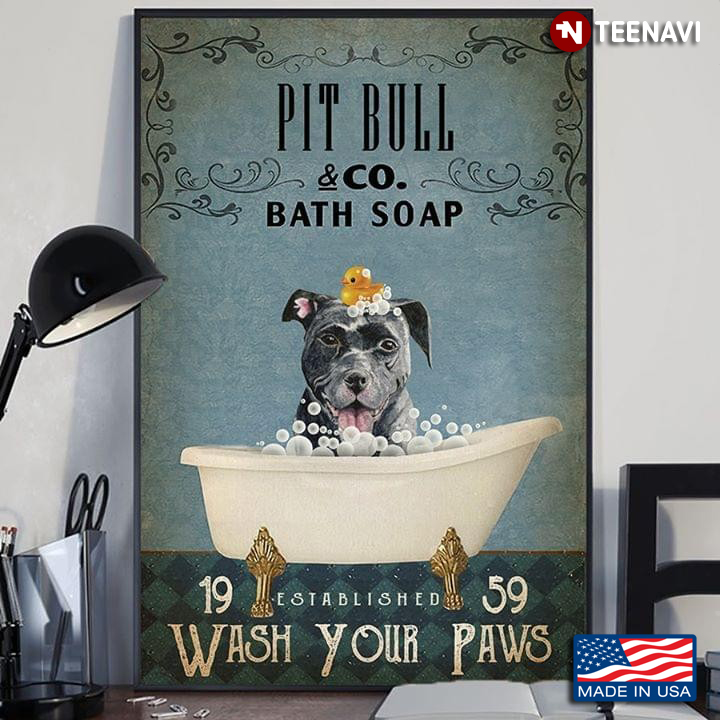 Dog With Rubber Duck Pit Bull & Co. Bath Soap Est.1959 Wash Your Paws