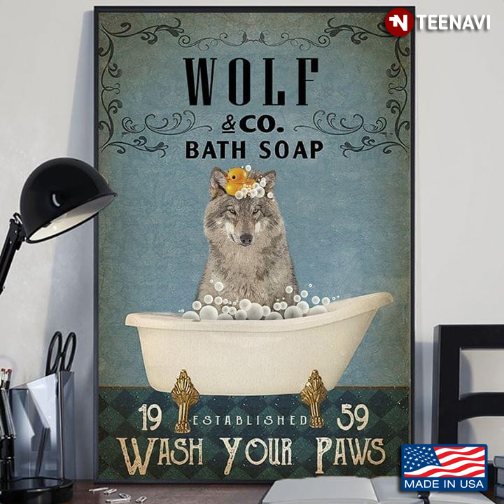 Wolf With Rubber Duck Wolf & Co. Bath Soap Est. 1959 Wash Your Paws