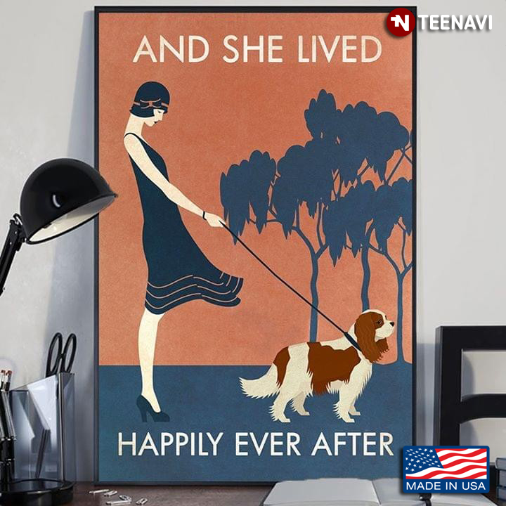 Girl With Cavalier King Charles Spaniel And She Lived Happily Ever After