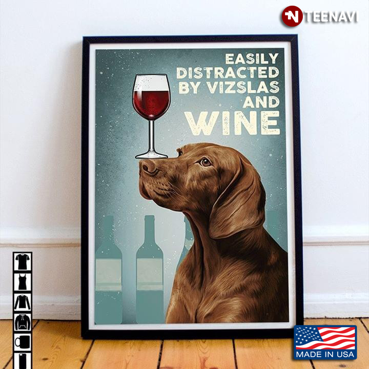 Dog With Red Wine Glass On Its Nose Easily Distracted By Vizslas And Wine
