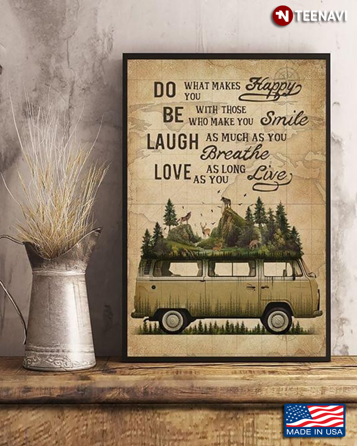 Map Theme Camping Bus & Forest Animals Do What Makes You Happy