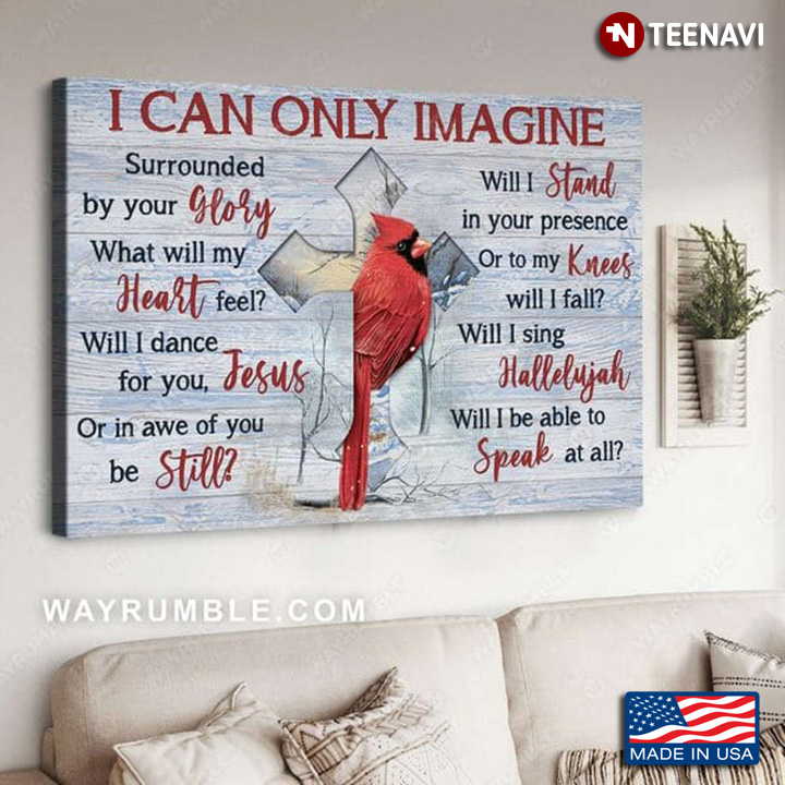 Red Cardinal & Jesus Cross In Snow I Can Only Imagine Surrounded By Your Glory