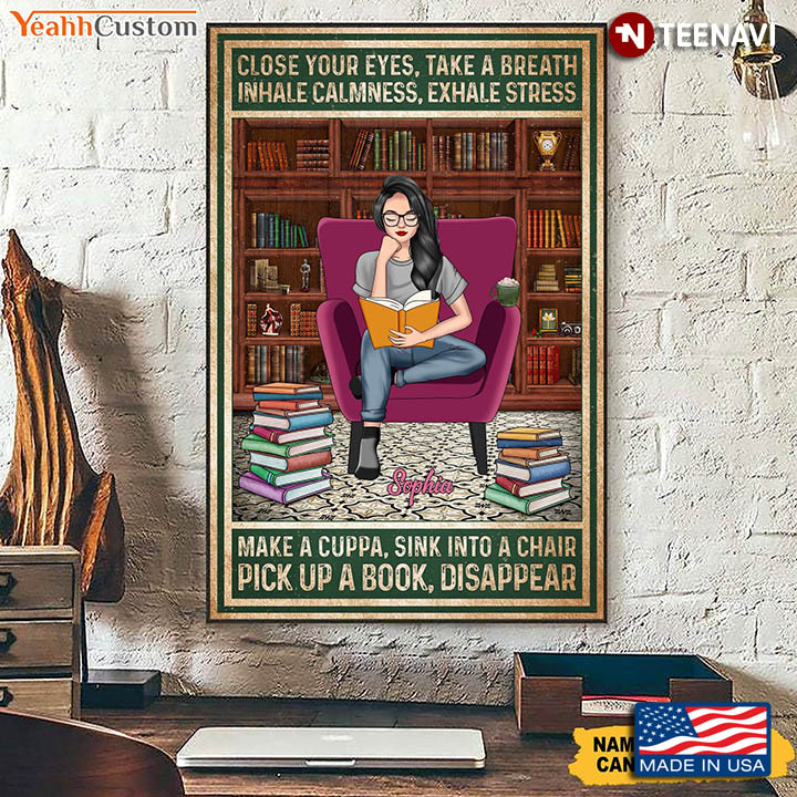 Girl With Glasses Reading Book Close Your Eyes Take A Breath Inhale Calmness