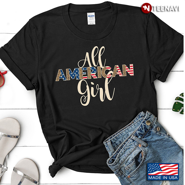 All American Girl American Flag Leopard for 4th of July