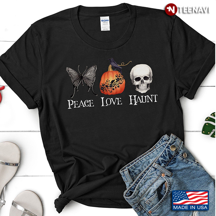 Peace Love Haunt Skull for Halloween