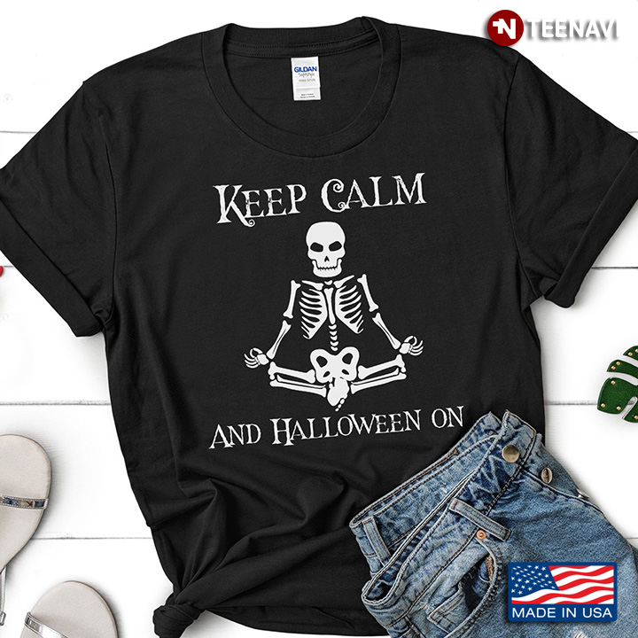 Yoga Skeleton Keep Calm And Halloween On