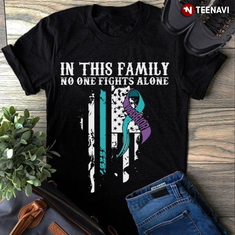 In This Family No One Fights Alone Suicide Prevention Awareness American Flag