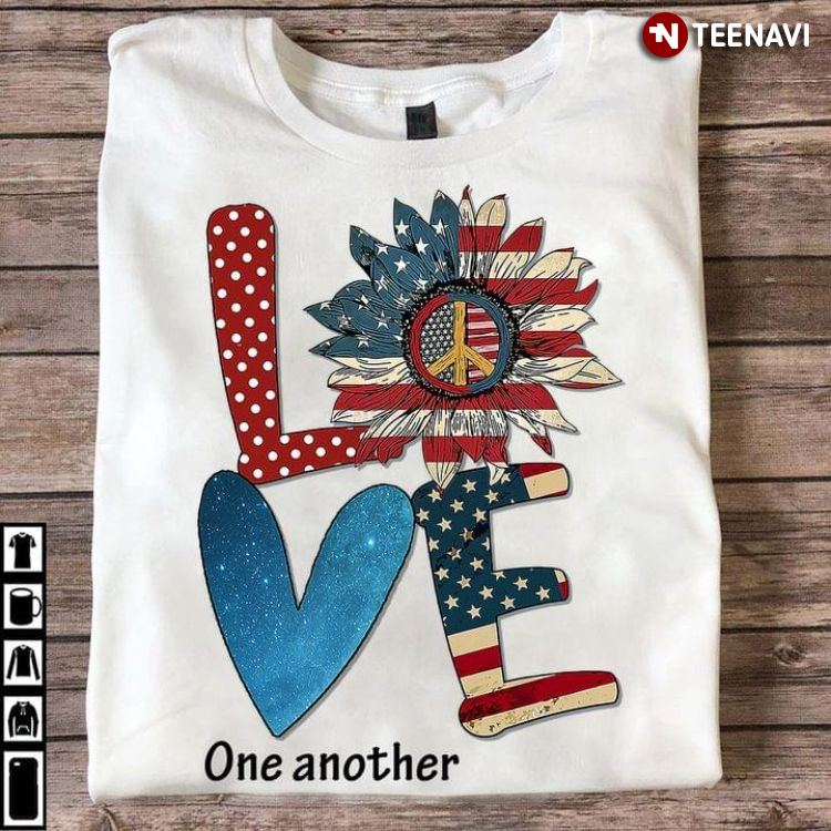 Love One Another Sunflower American Flag for 4th of July
