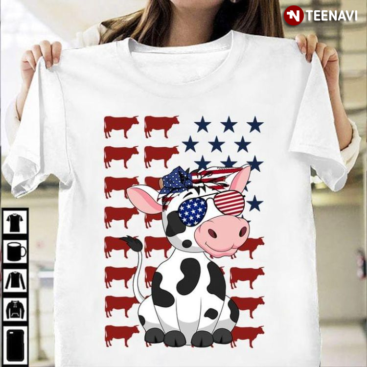 Cow American Flag for 4th of July