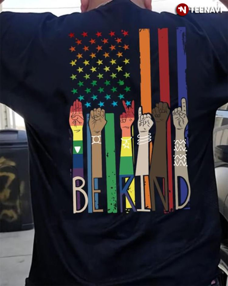 Be Kind American Flag LGBT Black White