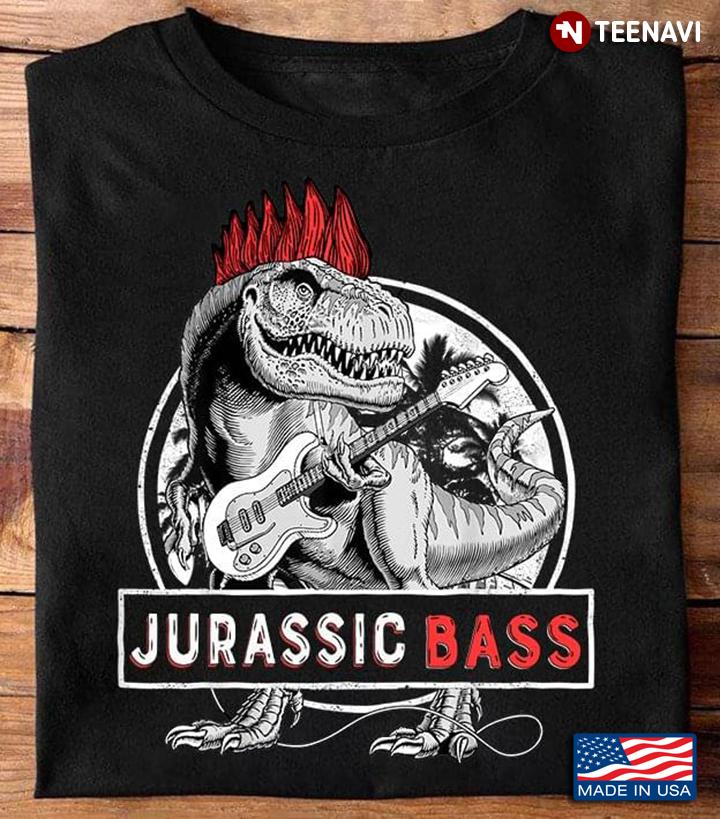 Jurassic Bass Dinosaur With Bass Guitar for Music Lover