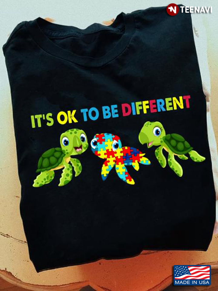 Turtle Autism Shirt, It's Ok To Be Different