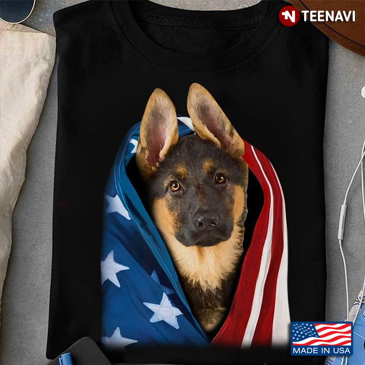 German Shepherd Shirt, American Flag German Shepherd