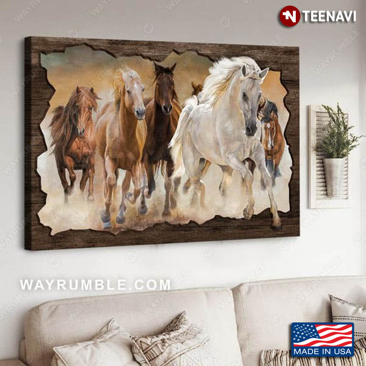 Wooden Theme With Beautiful Horses Running