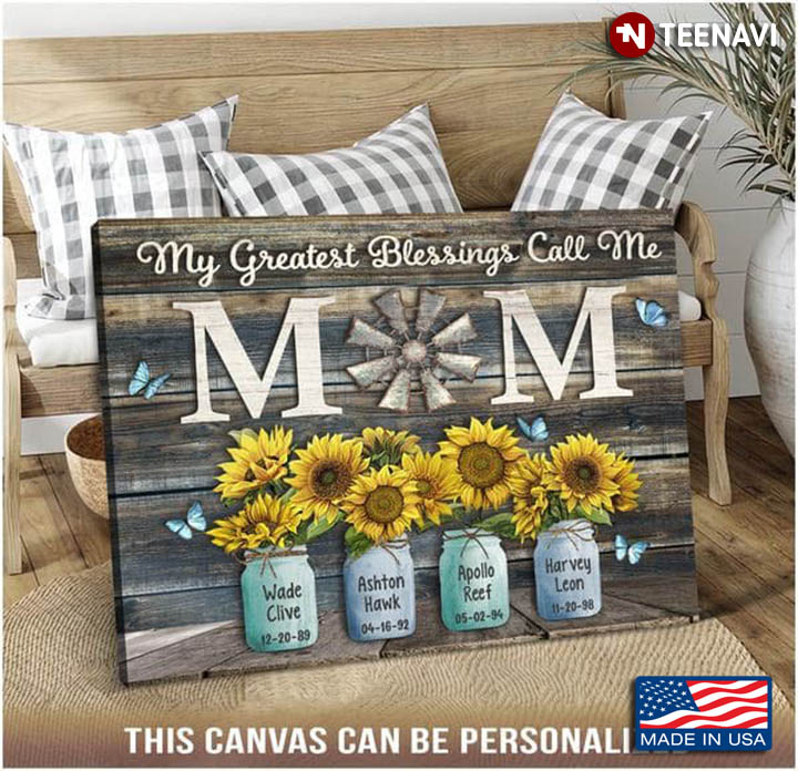 Personalized Butterflies & Sunflowers My Greatest Blessings Call Me Mom