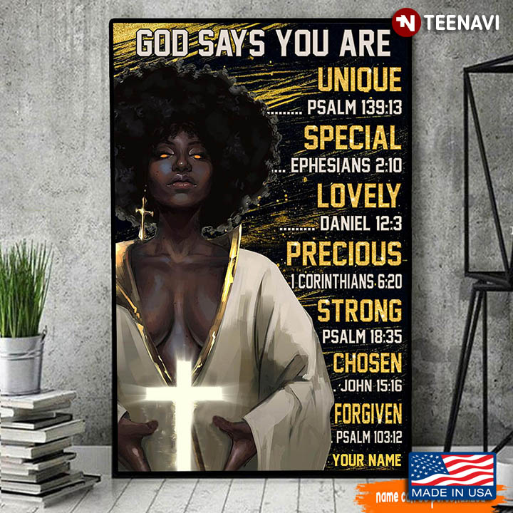 Black Woman With Jesus Cross God Says You Are Unique