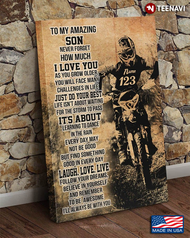Personalized Motocross Poster, To My Amazing Son Never Forget How Much I Love You