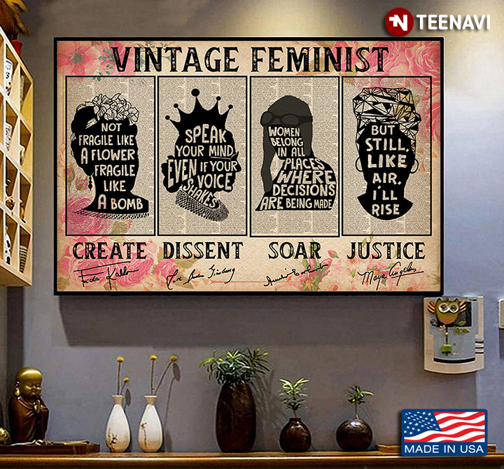 Floral Book Page Theme Vintage Feminist Create Dissent Soar Justice
