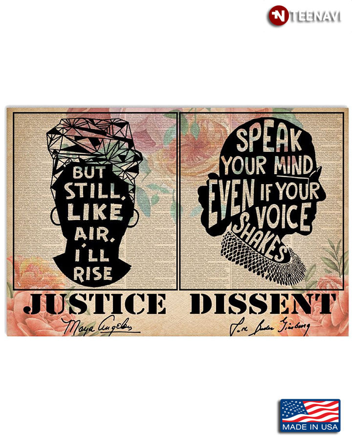 Floral Book Page Theme Maya Angelou & Ruth Bader Ginsburg Justice Dissent